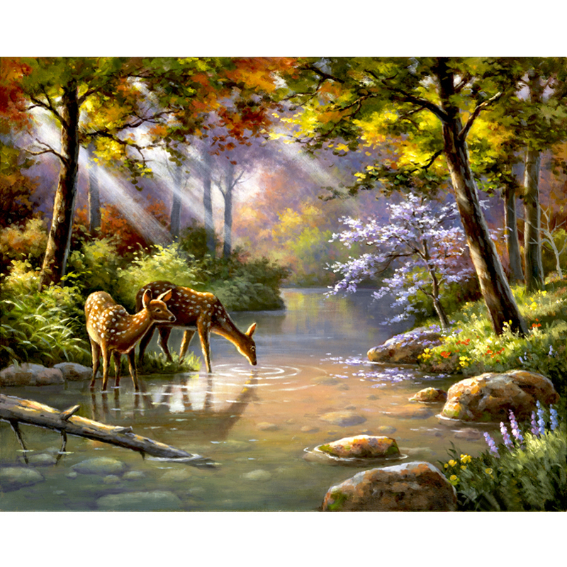 DIY Deers in the Forest Painting by Numbers