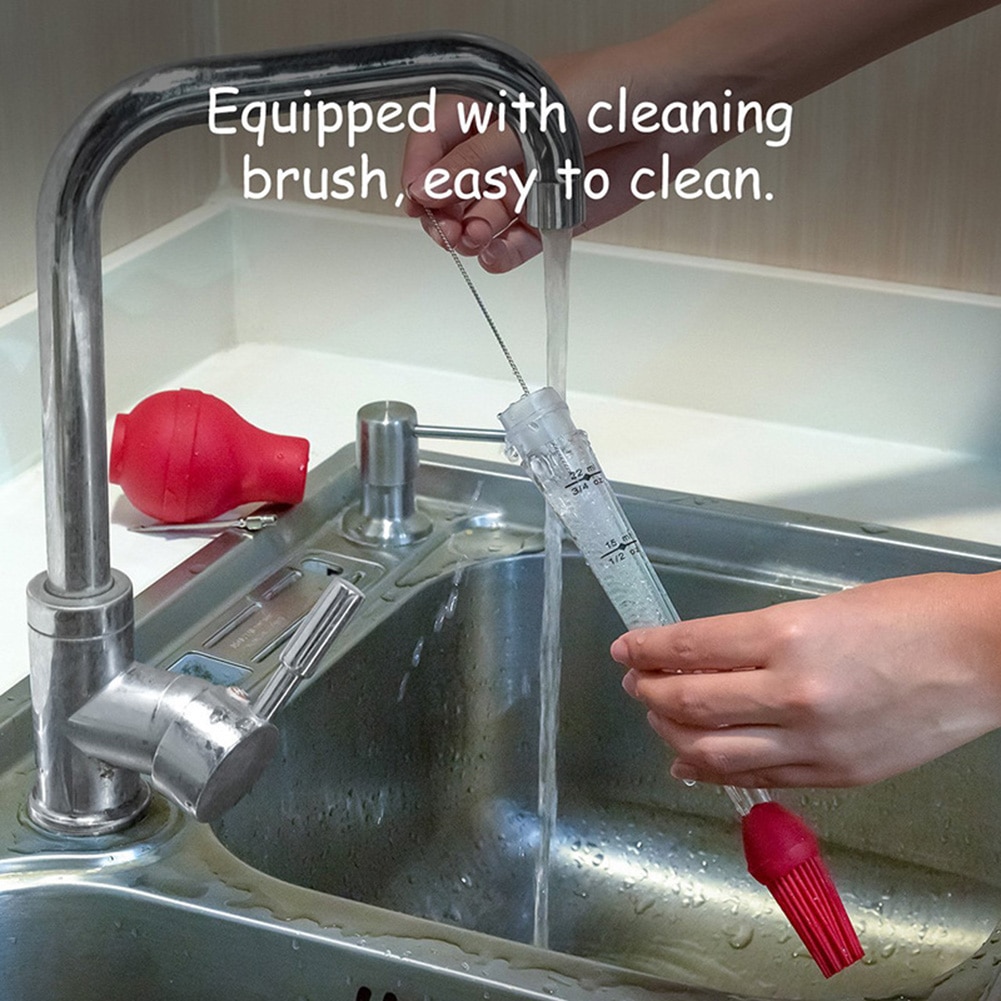 Red Silicone BBQ Dropper with Cleaning Brush