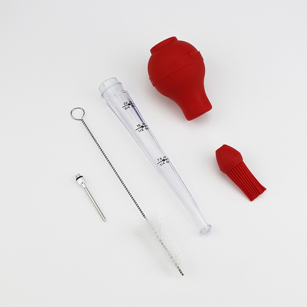 Red Silicone BBQ Dropper with Cleaning Brush