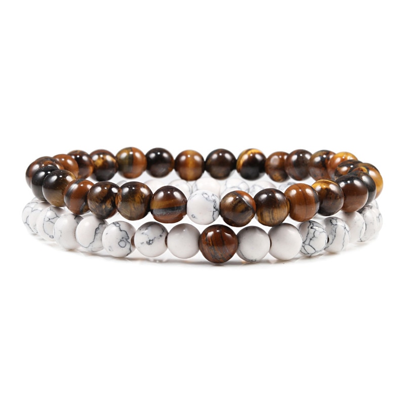Men's Beaded Bracelet 2 Pcs Set