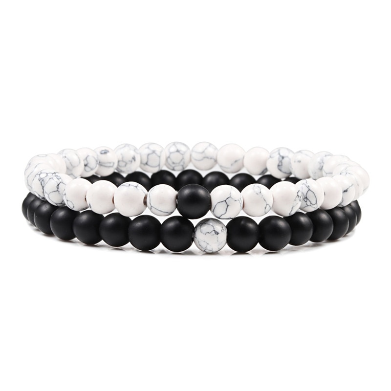 Men's Beaded Bracelet 2 Pcs Set