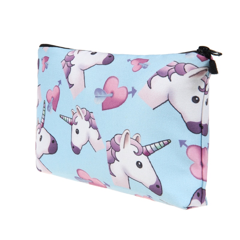 Unicorn / Heart Emoji Patterned Organizer Bag