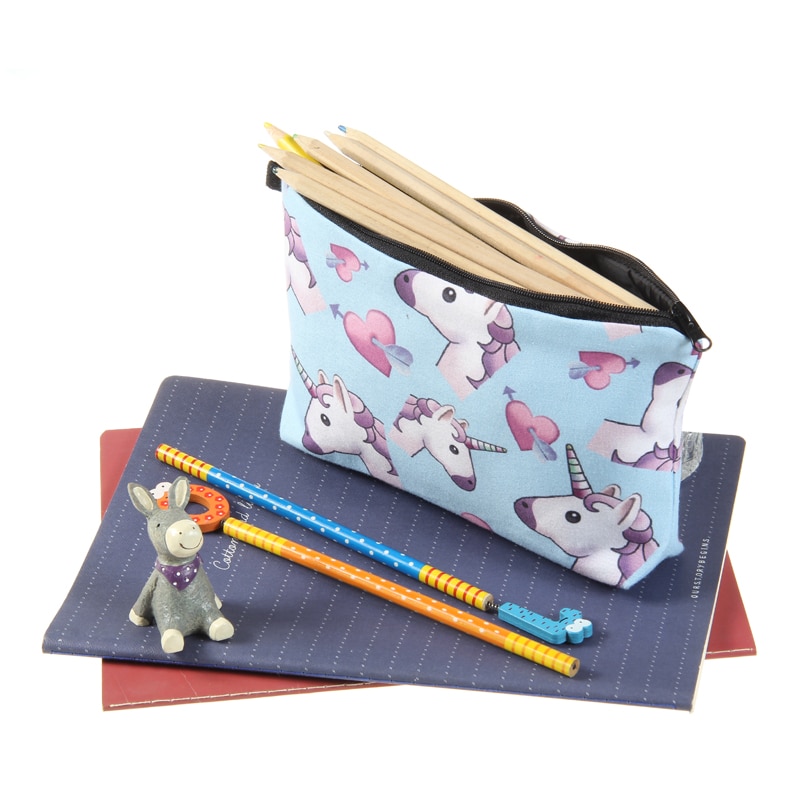 Unicorn / Heart Emoji Patterned Organizer Bag