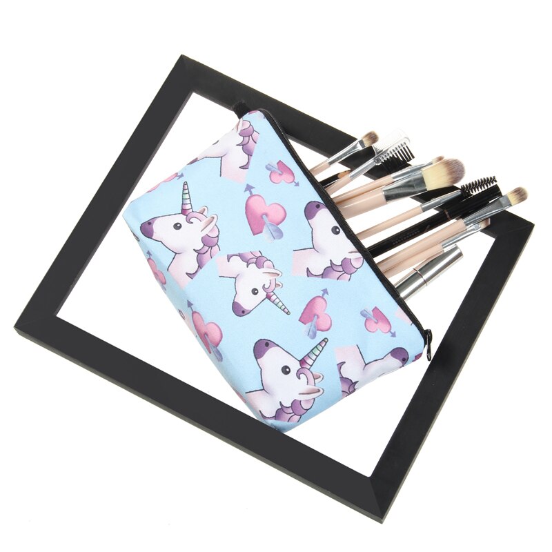 Unicorn / Heart Emoji Patterned Organizer Bag