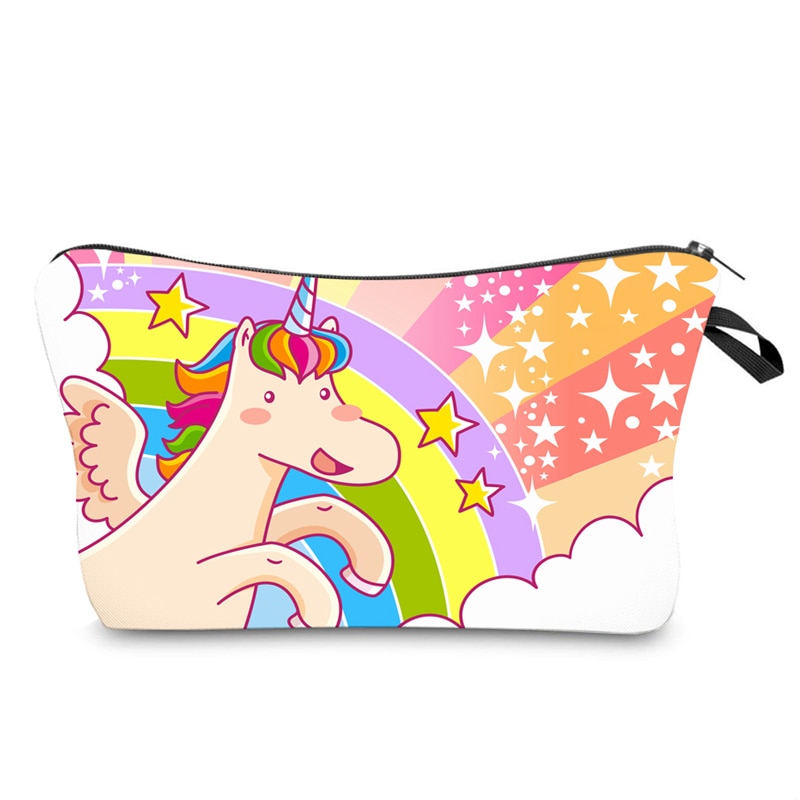 Cosmetic Organizer Bag with Unicorn Pattern