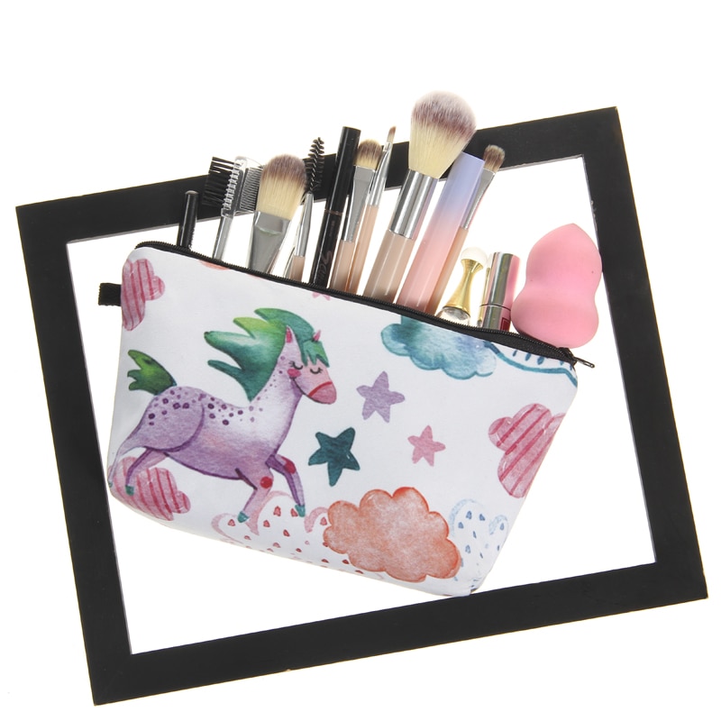 3D Watercolor Unicorn Organizer Bag for Women