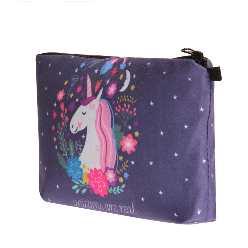 Unicorn Floral Printed Make-Up Cosmetic Bag