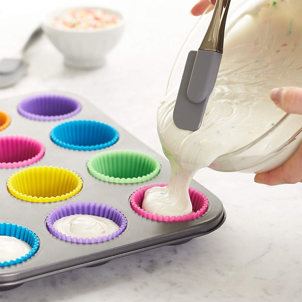 Colorful Round Shaped Silicone Cupcake Molds 12 pcs Set