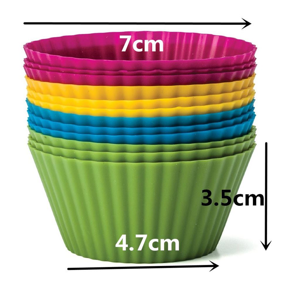 Colorful Round Shaped Silicone Cupcake Molds 12 pcs Set