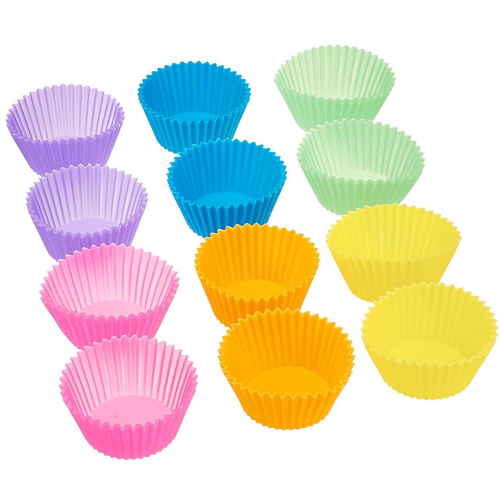 Colorful Round Shaped Silicone Cupcake Molds 12 pcs Set