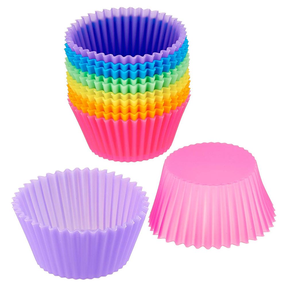 Colorful Round Shaped Silicone Cupcake Molds 12 pcs Set