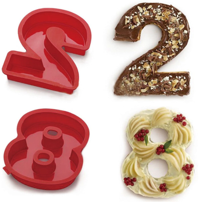 Large Silicone Number Shaped Baking Molds